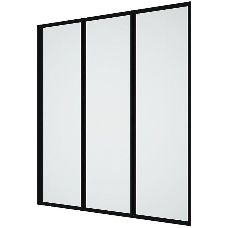 Vente-unique - Pare baignoire pliant en métal style atelier - Noir mat - 120 x 140 cm - district