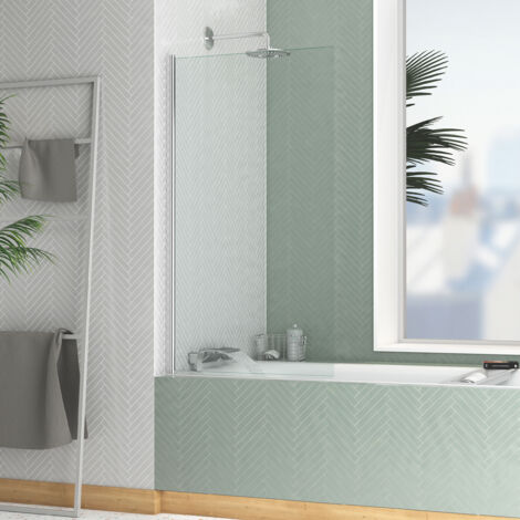 Aurlane – Pare-baignoire rabattable 70x130cm – Verre trempé 4mm – Profilé en aluminium chromé – Montage réversible pour salle de bains
