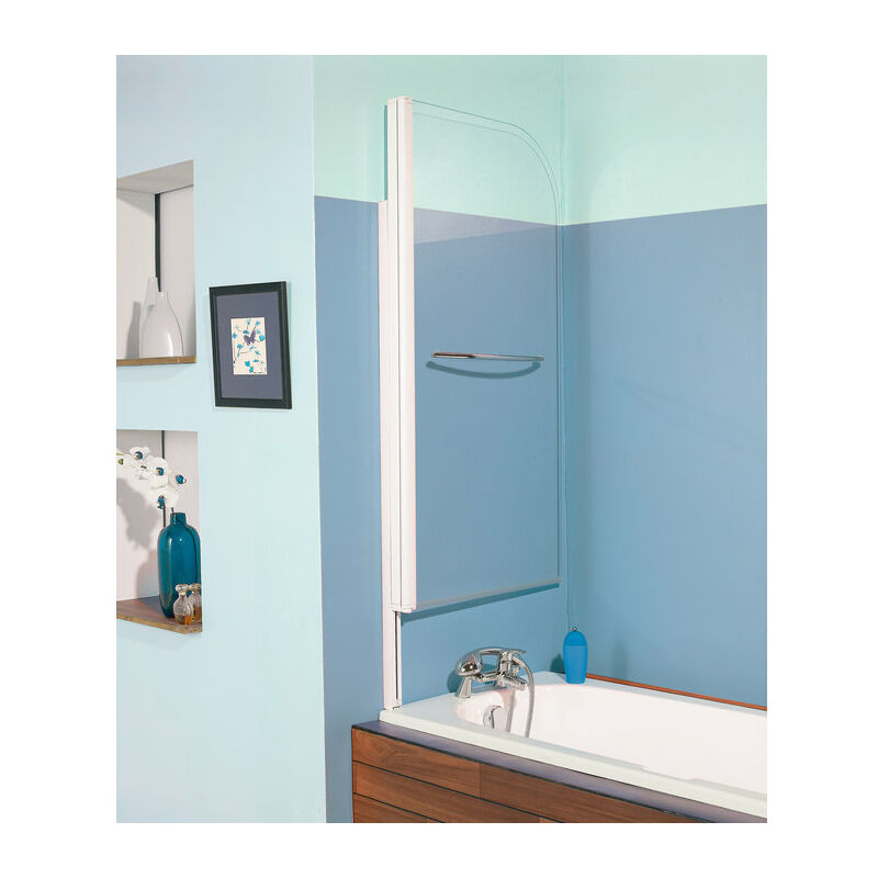 Pare Baignoire Relevable Verre Transparent 1 Ventail 140 X 80 Cm Aqualift Kinedo