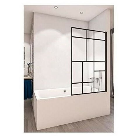 Pare-baignoire pivotant relevable transparent noir, H.140 x l.123 cm Lift