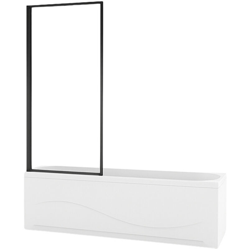 Desconocido – Pare-baignoire fixe VESTON 50x150 cm – Verre trempé 5 mm – Finition noire mate – Montage universel droite/gauche