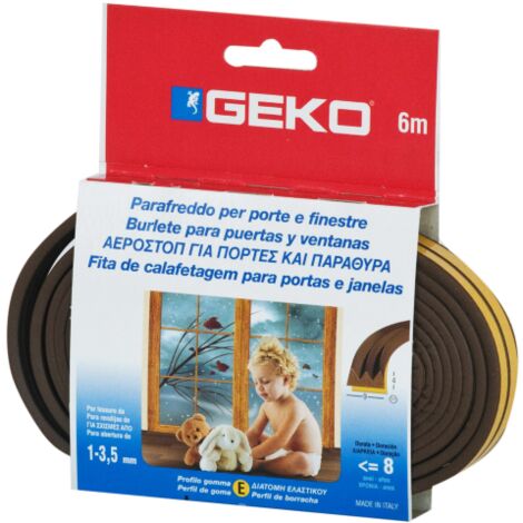 Pare-brise Geko 6 mt en caoutchouc marron adhe'sif pour joint de portes et fenetres