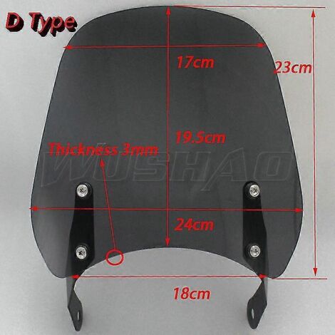 Pare-brise pour Moto Guzzi Griso 1200 8v SE 1100 850 Audace 1400 (2005-2020) - Support de pare-brise et fixation de phare - Gris type D