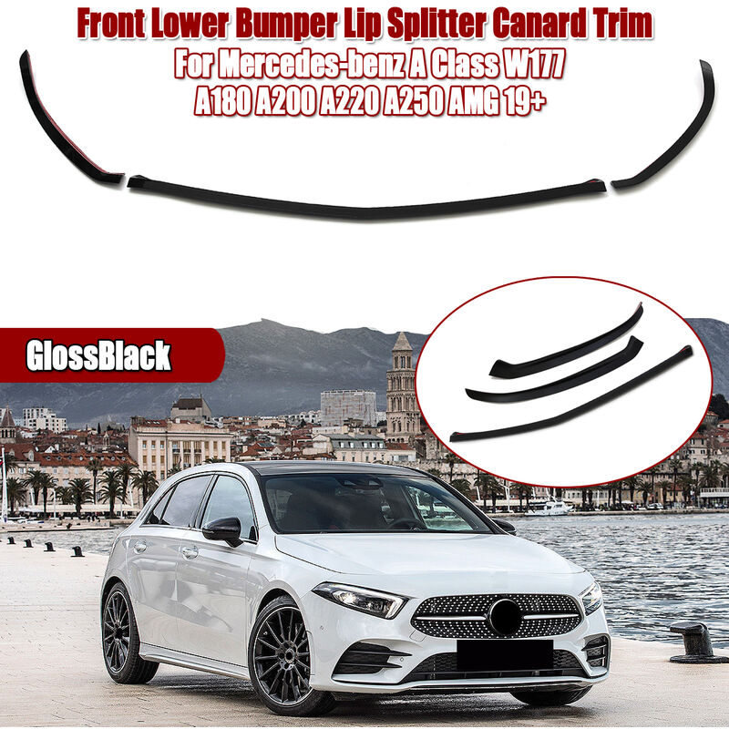 Pare-chocs avant inférieur Splitter pour Mercedes-benz Classe a W177 A180 A200 A220 A250 amg 2019+ - Noir Brillant