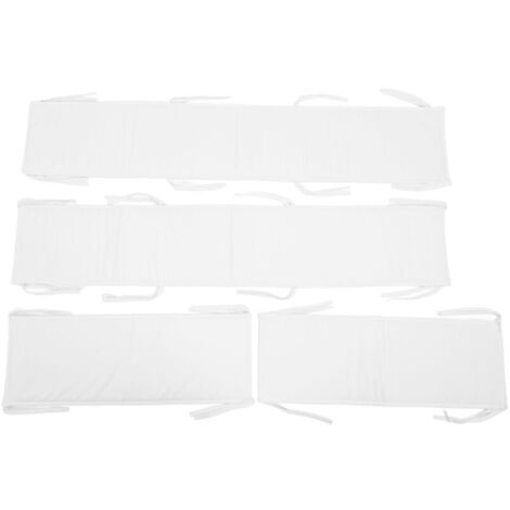 Pare-chocs rembourrés pour bébé, 4 pièces, pour berceaux pleine taille, Protection contre les collisions, couleur unie, doux et respirant, doublure de berceau, blanc