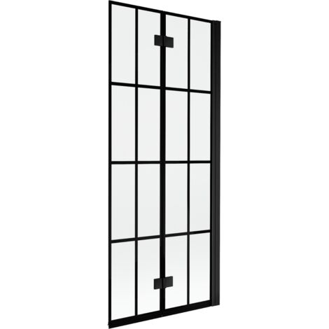 Pare-douche Mexen Mist 2 volets droit 80 x 150 cm, grille noire, noir - 8A9-080-002-70-77-P