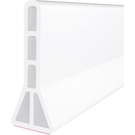 Pare-éclaboussures de seuil de douche de 3 pouces de haut, pare-éclaboussures de douche pliable de 200 cm, convient aux douches sans seuil (blanc).