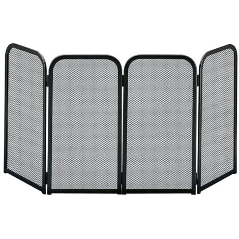 Pare-étincelles acier noir 4 portes cheminée h.48x105 cm.  Made in Italy