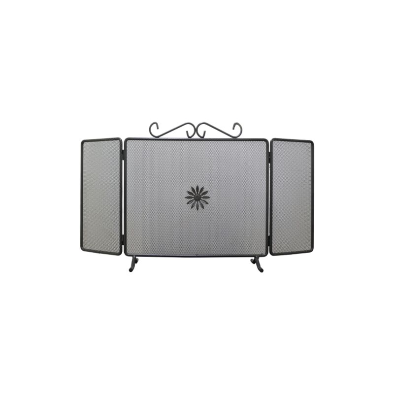 Tuttacasa - Pare-e'tincelles antique en acier peint avec 3 portes cm 92x42 h pour poele chemine'e