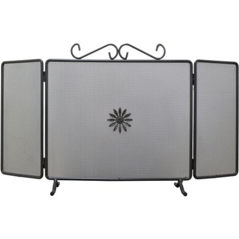 Pare-e'tincelles antique en acier peint avec 3 portes cm 92x42 H pour poele chemine'e