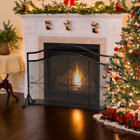 Pare-feu pour Cheminée/Poêle 1 Grand Volets Long 112 cm Haut 83,5 cm en Métal CW4647 DESIGN IN