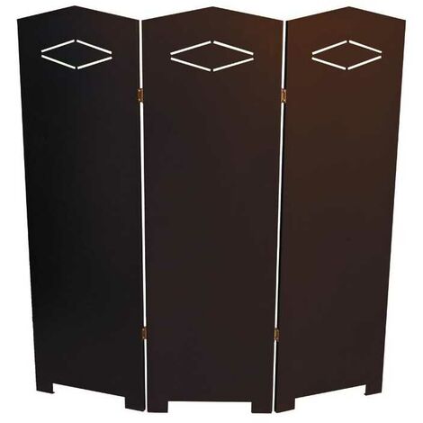 Pare-soleil à trois volets marron 95 cm – Paravent en bois – Pour espaces extérieurs – Normes de sécurité CE – Blinky