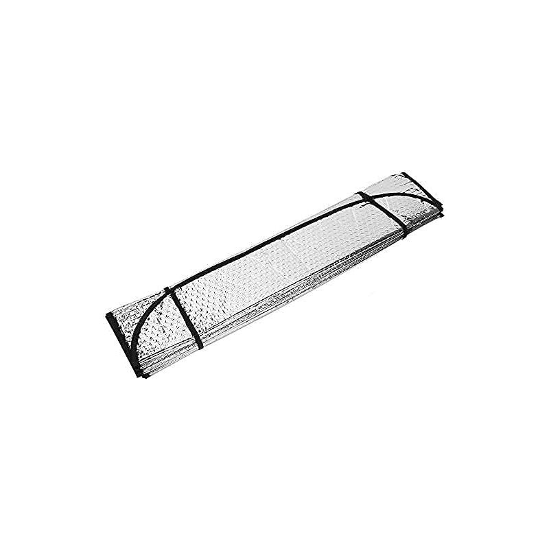 Pare-soleil avant universel pour voiture de 130 x 60 cm pliable avec 2 ventouses et 2 sangles.
