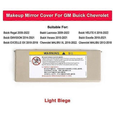Pare-soleil, cache-miroir de rechange pour miroir de maquillage intérieur, compatible avec Buick Regal, Lacrosse, Envision, Verano, Excelle et Malibu - Beige clair