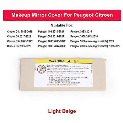 Pare-soleil de voiture avec miroir intégré pour Peugeot 408, 508, 4008, 5008 et Citroën C4L, C6 et C5X - Beige clair