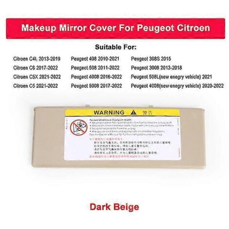 Pare-soleil de voiture avec miroir intégré pour Peugeot 408, 508, 4008, 5008 et Citroën C4L, C6 et C5X - Beige foncé