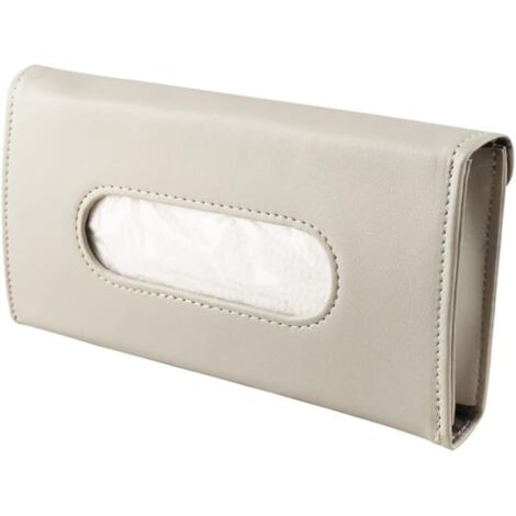 Pare-soleil de voiture boîte à mouchoirs Accessoires en cuir Clip porte-mouchoir pour le siège arrière et le dos (beige)