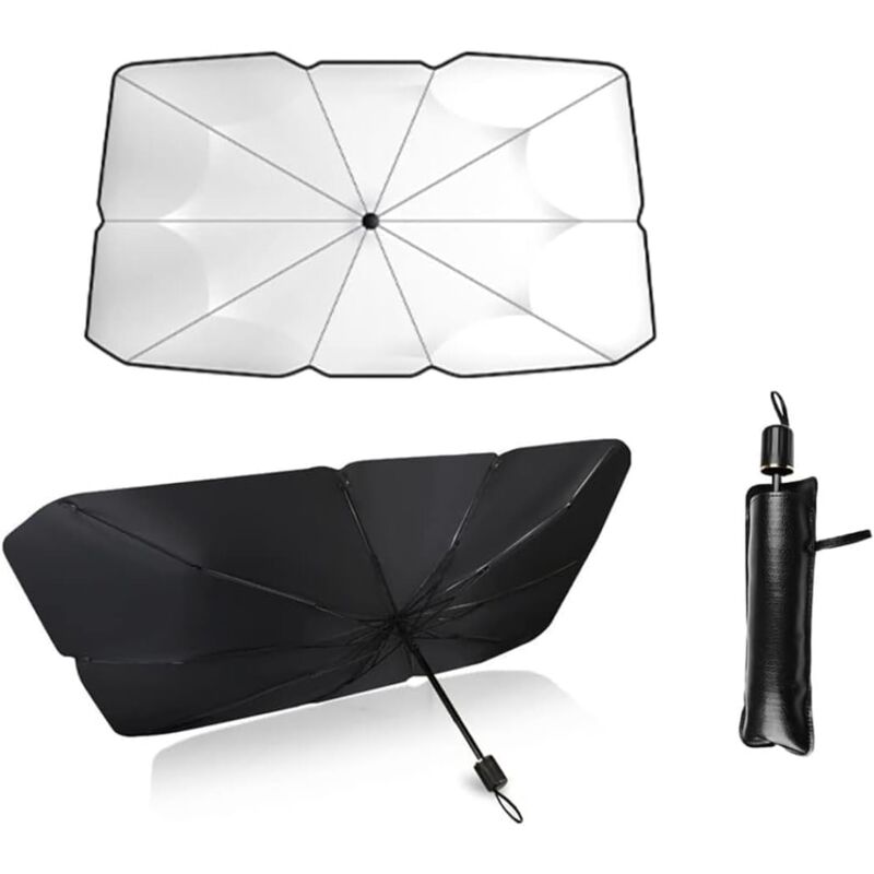 Pare-soleil pour auto, pare-brise, intérieur, parasol de voiture pliable, bloque 99,9 % des rayons uv pour voiture, suv, camion, poids lourd (140 x
