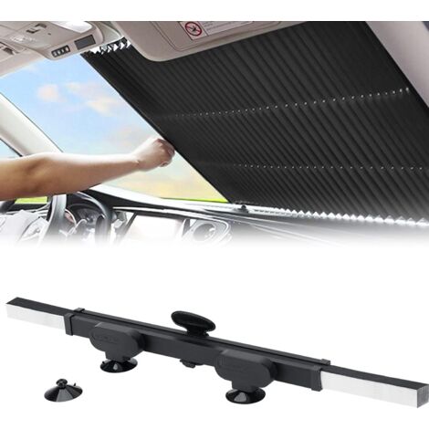 Pare-soleil rétractable pour pare-brise de voiture, grand pare-soleil protège contre 99 % des rayons UV pour garder votre véhicule au frais, pare-soleil automatique s'adapte à la vitre avant de différ