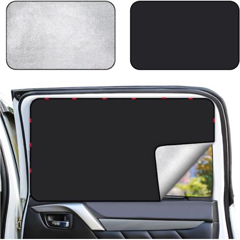 Pare Soleil Voiture Bébé 2 Pièces - Rideau Voiture Occultant Magnétique pour Vitres Latérales Arrière - Protection UV et Intimité, Argent