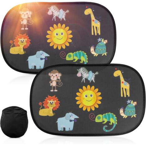 Pare Soleil Voiture Bébé avec Protection UV 2 Pièces Auto Adhésif Pare-Soleil Fenêtres de Voiture Films pour Bébé, Enfants Blocage des Rayons Ultraviolets Nocifs (Modèle de Dessin Animé)