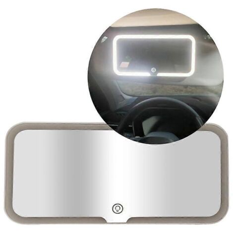 Pare-soleil voiture miroir de courtoisie rechargeable avec lumière LED, miroir de maquillage pour auto, vitre vanité lumineuse, accessoire intérieur rétroéclairage.