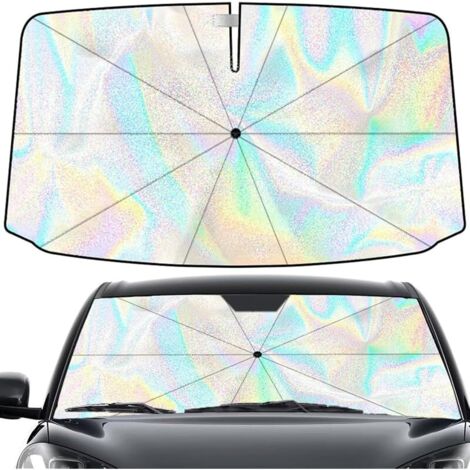 Pare Soleil Voiture Pare Brise Avant 140 x 80 cm - Bloque Les Rayons UV, Parapluie Soleil Pliable, Convient aux Voitures, SUV, Fourgonnettes - Facile à Installer Et Compact (Étoile)
