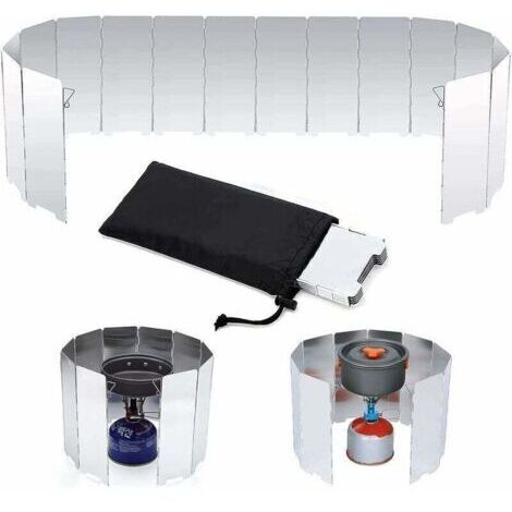 Pare-Vent Pliable Aluminium Léger pour Camping Randonnée Pique-Nique Cuisinière à Gaz Portable