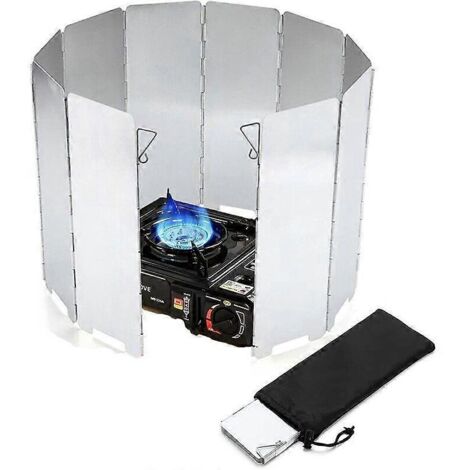 Pare-vent pliable pour réchaud de camping à 10 plaques, léger et compact, avec sac à cordon pour réchauds de camping et réchauds à butane.