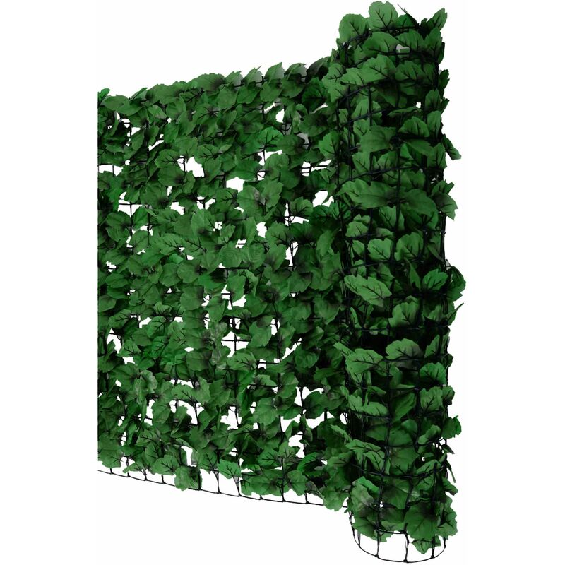 HHG - jamais utilisé] Pare-vue balcon feuilles foncés, abat-vent, enveloppement pour terrasse, clôture 300x150cm - green