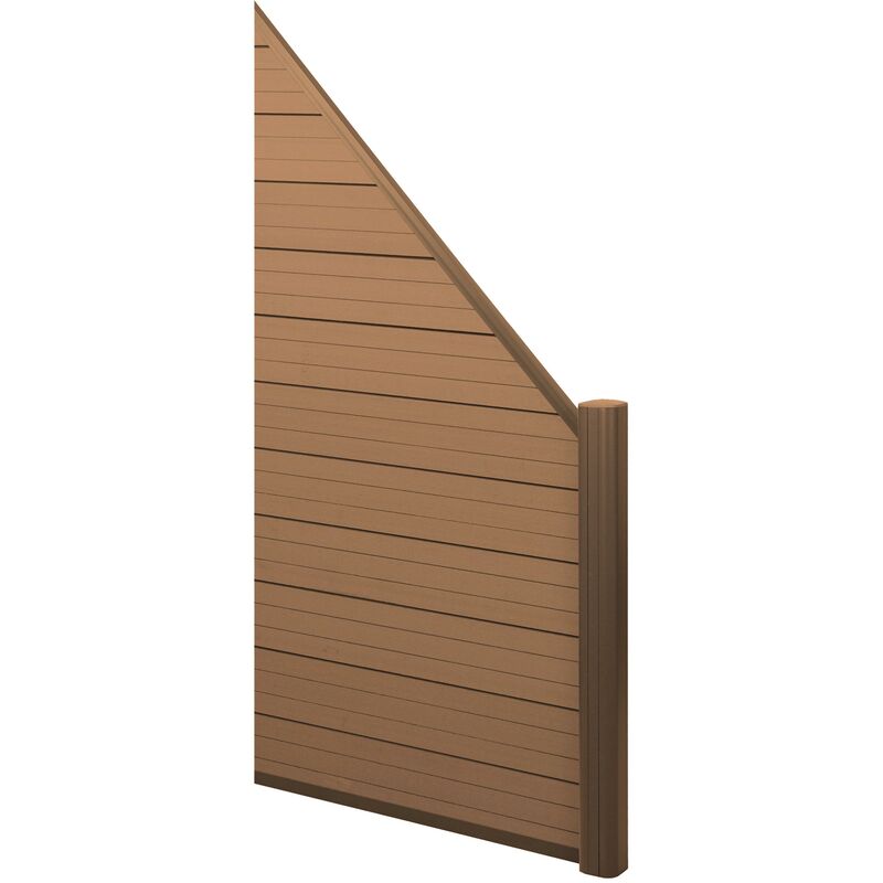 HHG - Pare-vue en wpc Sarthe, clôture coupe-vent élément d'extension oblique à droite, 0,95m teck - brown