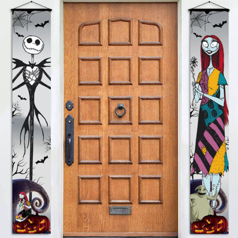 Pareado decorativo de Halloween, artículos de decoración para fiestas de terror, letrero para el porche, pancarta para colgar en la puerta