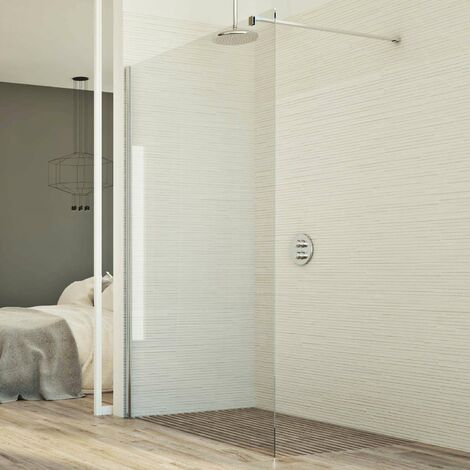 Pared de ducha de vidrio transparente 8mm h 198 mod. Walk in Lado 70 cm