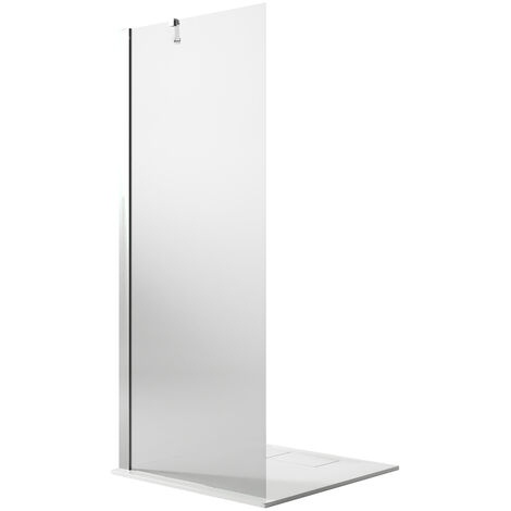Pared de ducha vidrio transparente con tratamiento antical h 190 mod. Walk In Flip 76 cm
