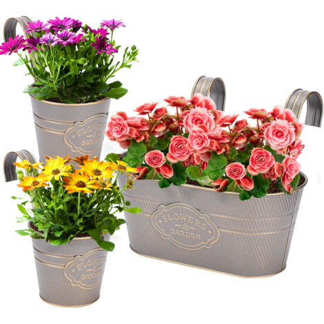 [Pared de plantas] [Anónimo] [Diseño único] Macetas colgantes rústicas de metal gris sin drenaje para suculentas y cactus, 1 juego, decoración vertical para uso interior y exterior.