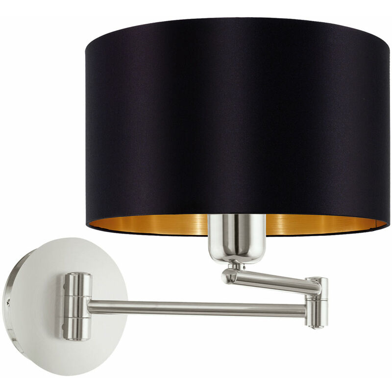 

Aplique de pared dormitorio iluminación textil negro oro lámpara regulable Eglo 95054