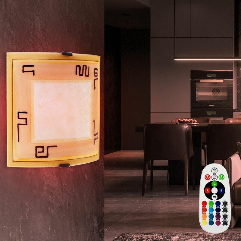 

Foco de techo de pared que ilumina una lámpara de vidrio conmutable con atenuación de luz en un juego que incluye bombillas LED RGB