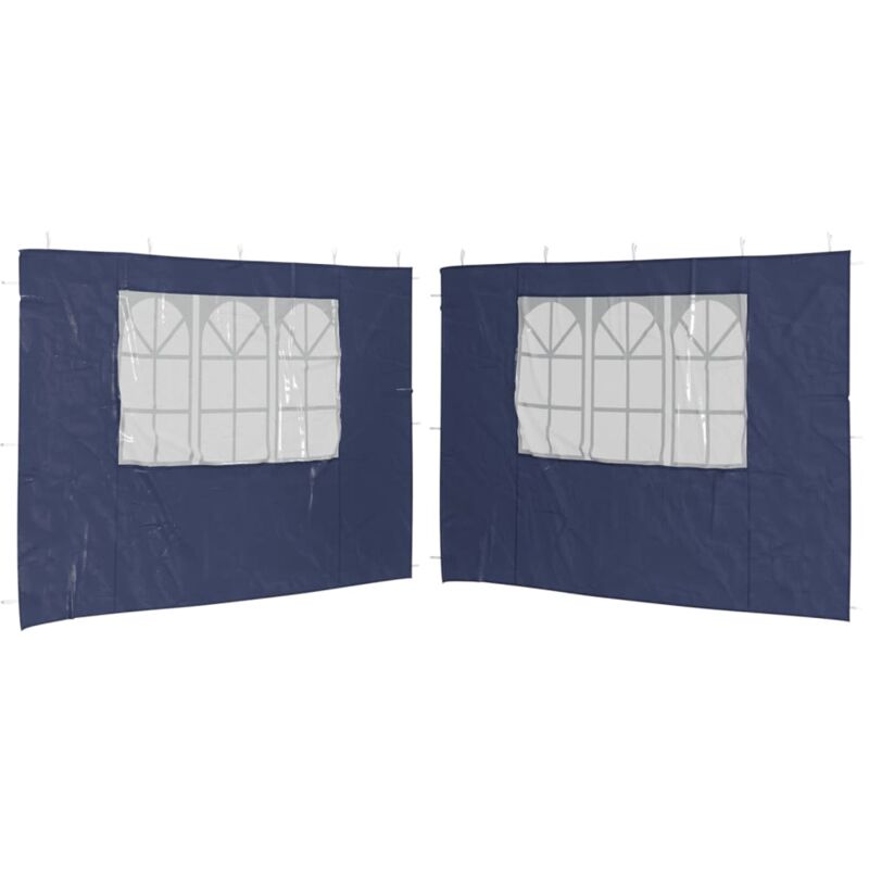 

vidaXL Paredes laterales de carpa de fiesta con ventana PE azul 2 uds - Azul