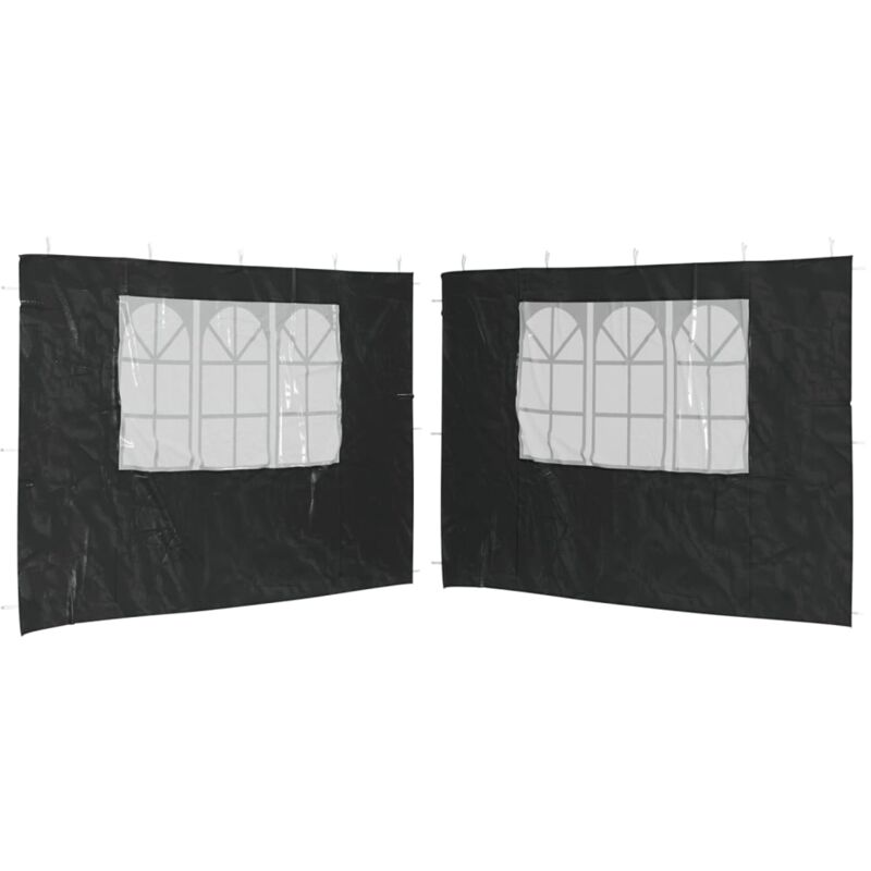 

vidaXL Paredes laterales de carpa de fiesta ventana PE antracita 2 uds - Antracita