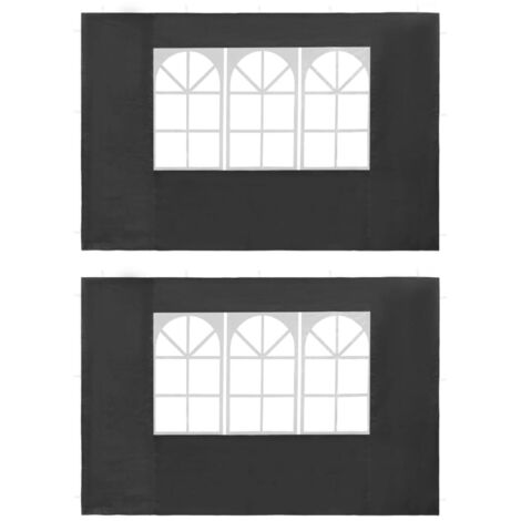 Paredes laterales de carpa de fiesta ventana PE antracita 2 uds