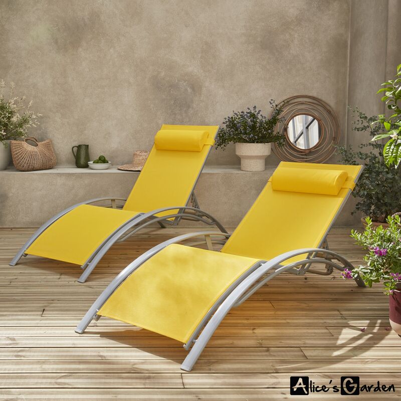 

Alice's Garden - Tumbonas de aluminio y textileno amarillo | Louisa x2 - Gris
