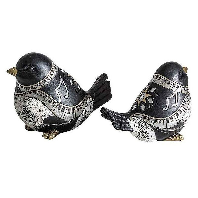 

Burkinahomedecor - Pareja de figuras decorativas modelo GORRIONES SILVER Burkina