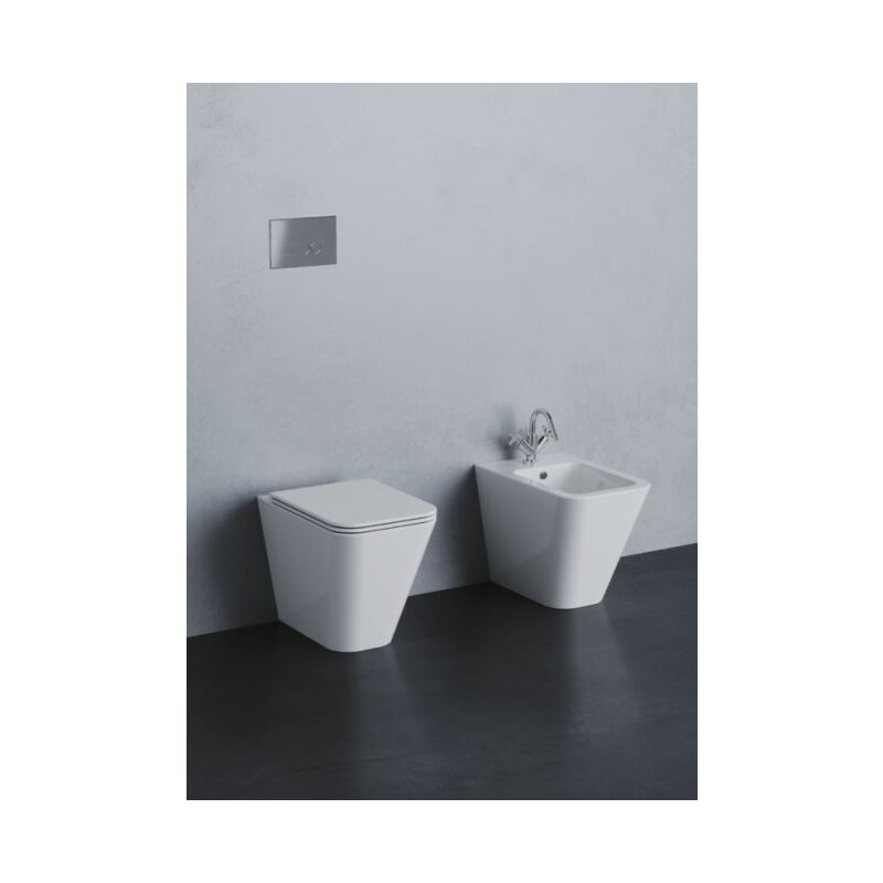 

Pareja de sanitarios de cerámica de pie 36x55 cm Azzurra Ceramica serie Build | Blanco brillo - Standard