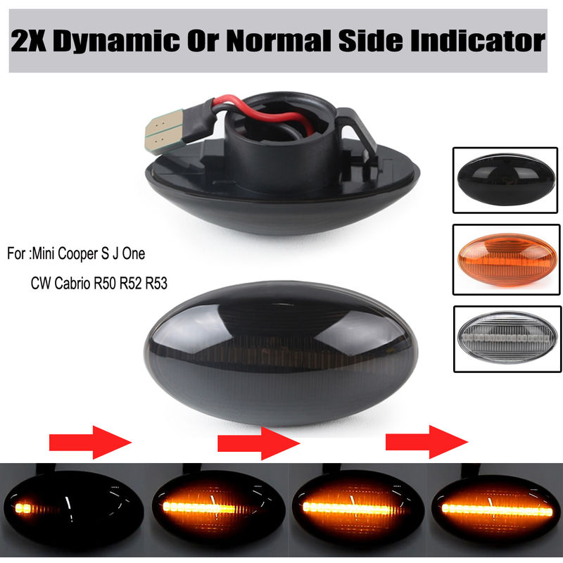 

PAREJA LED Luz de marcador de fuego lateral de lámpara dinámica para BMW para MINI Cooper R50 R52 R53 02-08 NEGRO