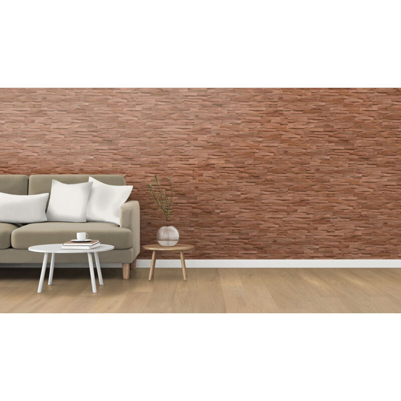 Woodflooring - Plaquette de parement bois recycle Kempas brut nature 10X180X495 FSC100% : bois massif