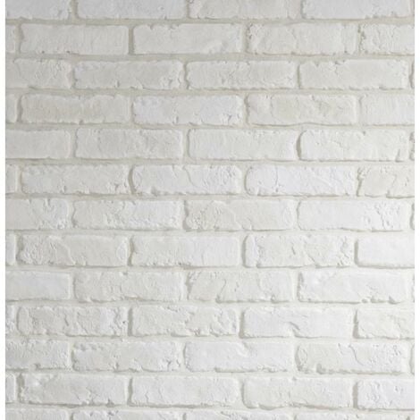 Parement brique blanche béton 0,68 m2 - Blanc