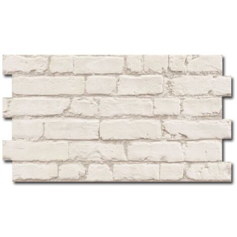 Parement cérame style pierre brique MANHATTAN BLANCO 31x56 cm