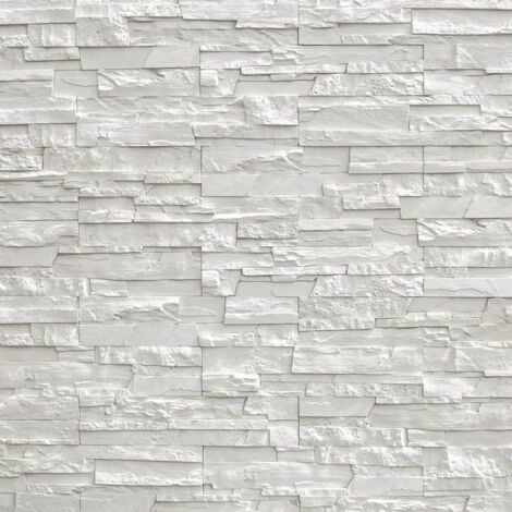 Parement imitation pierre blanc plâtre 0.82 m2 - Blanc