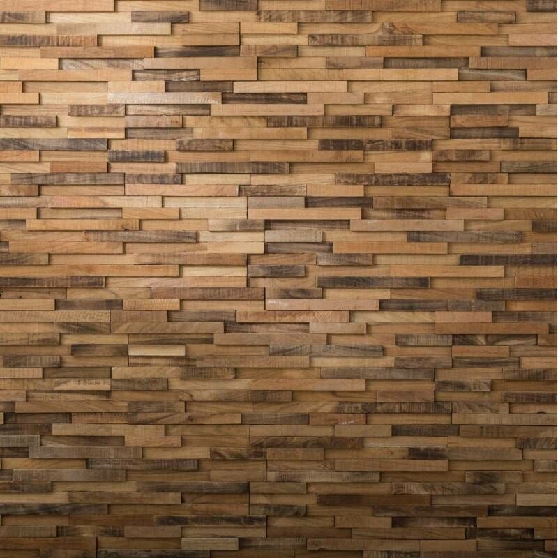 Decoon - Parement bois recyclé 0,57 m2 teck vieilli