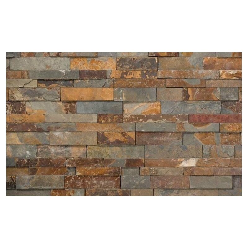 Parement mural - SLIMPANEL - Ardoise multicolor - 15x55-60x1-2cm en Z - Naturelle - (1 m²)